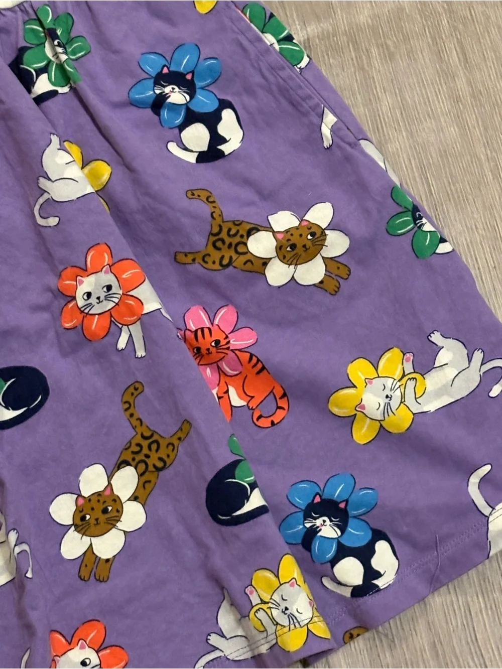 Boden Purple Floral Cat Print Striped Tank Dress for Kids